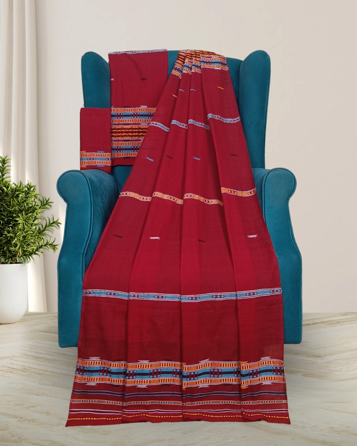 Gero design Mising mekhela sador - Brown
