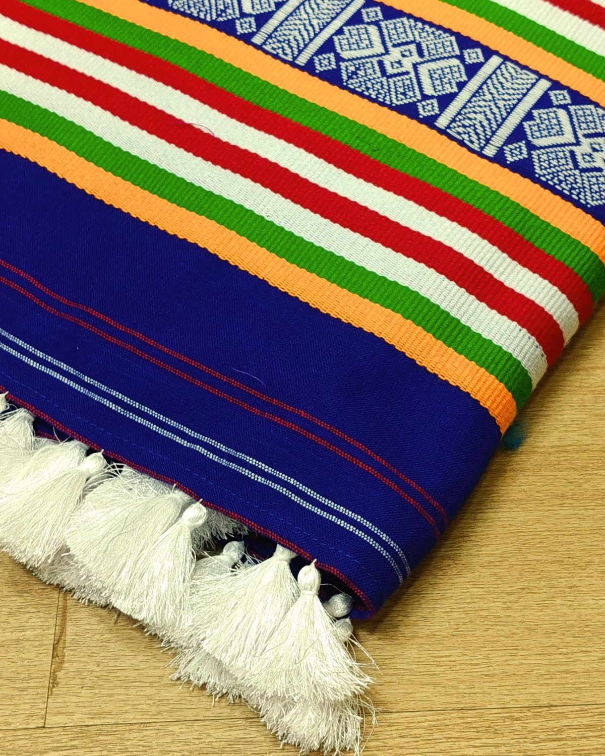 Ribi design Mising mekhela sador - Royal blue
