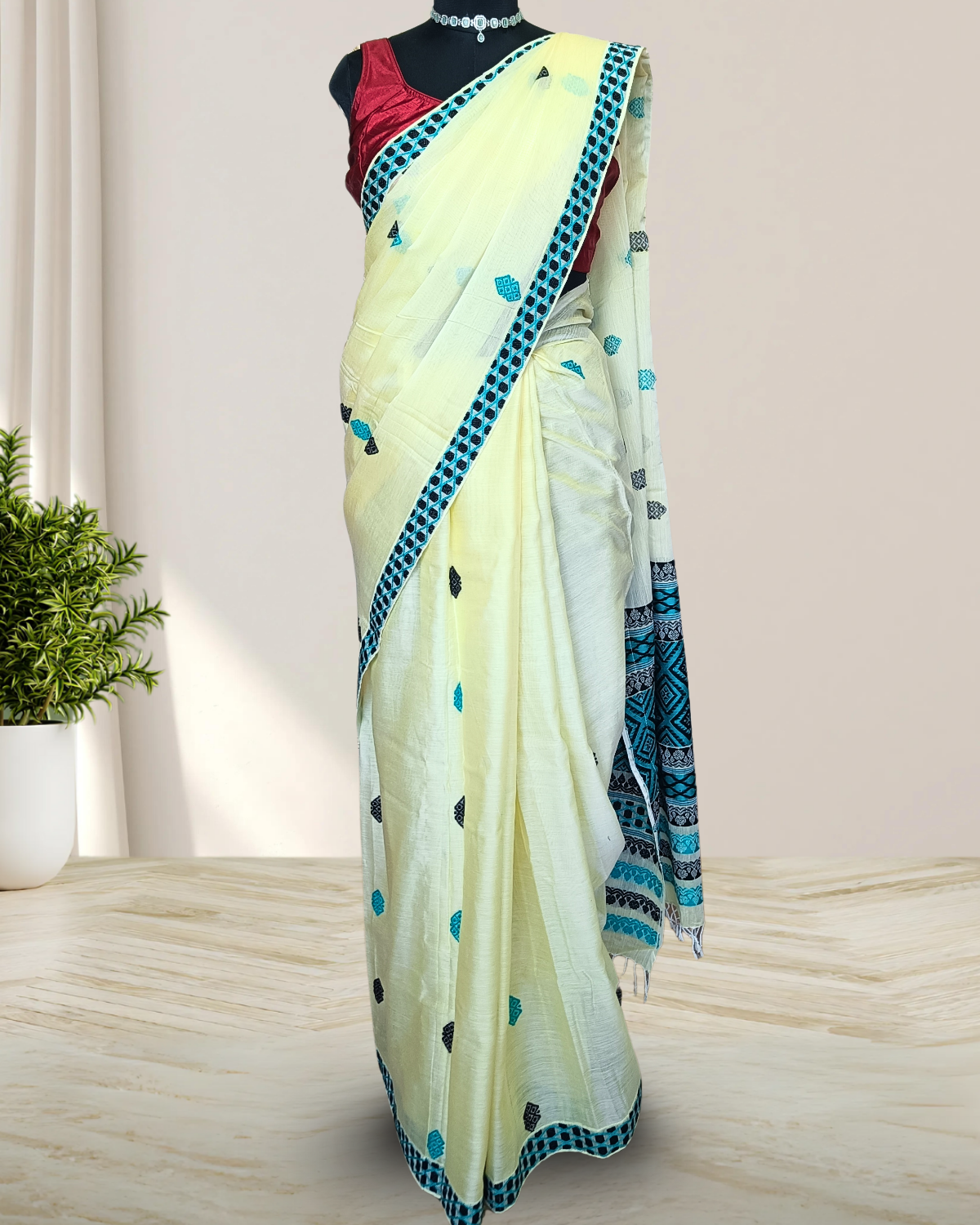 Premium kesapaat cotton saree - Beige