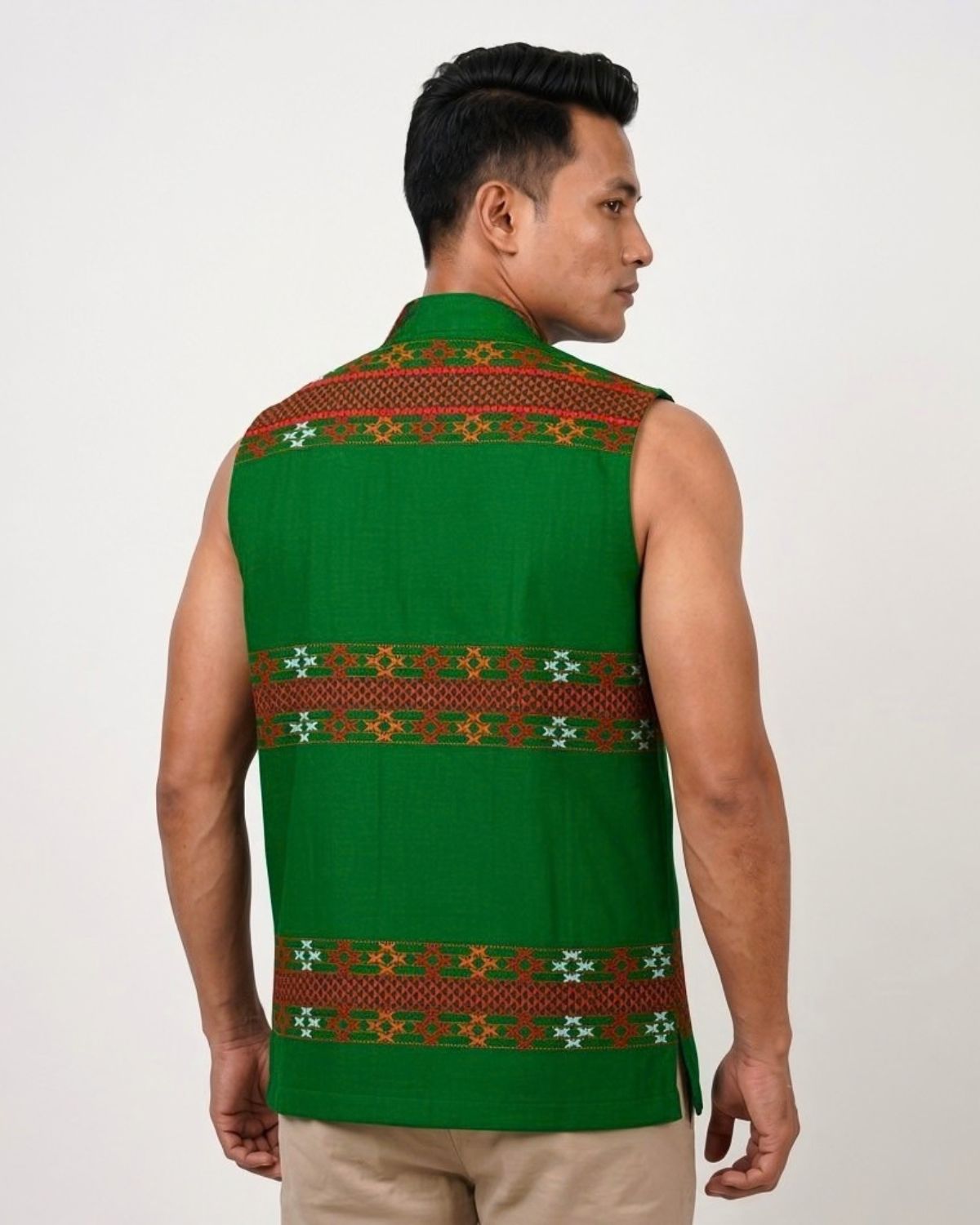 Green Mibu galuk - Mising tribal waist coat