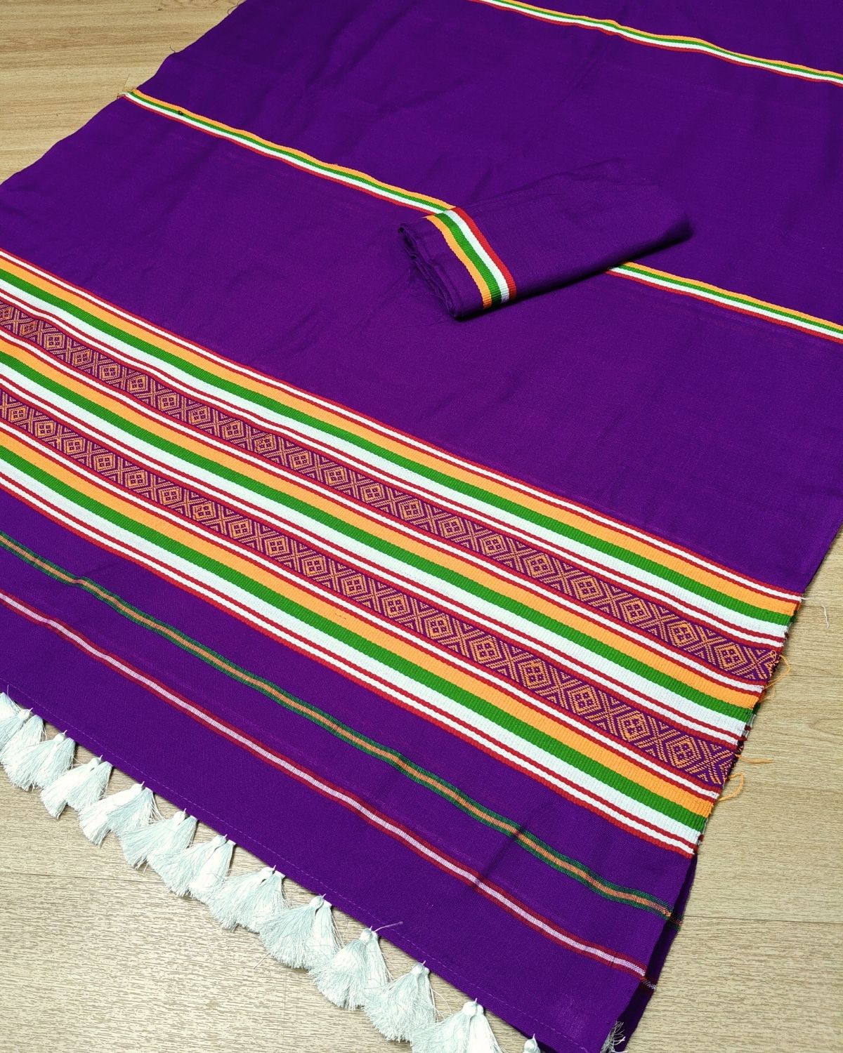Ribi design Mising mekhela sador - Purple