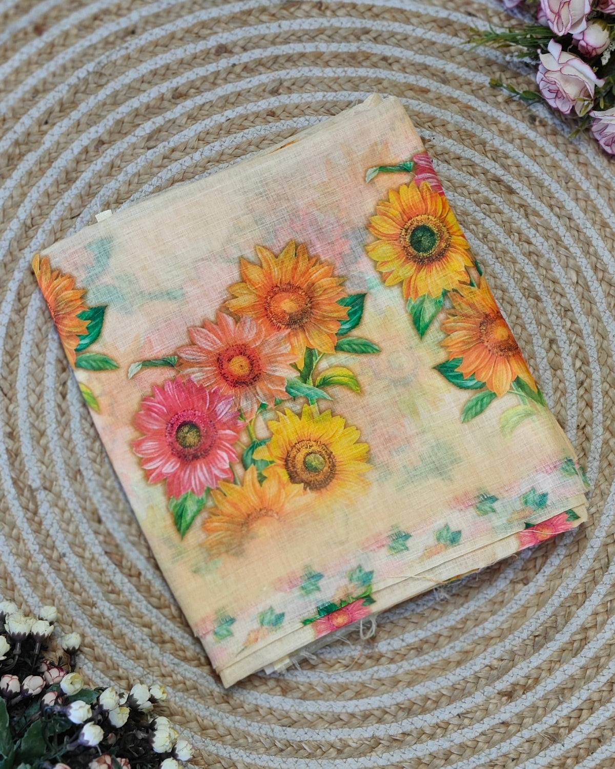 Floral printed linen set - Yellow