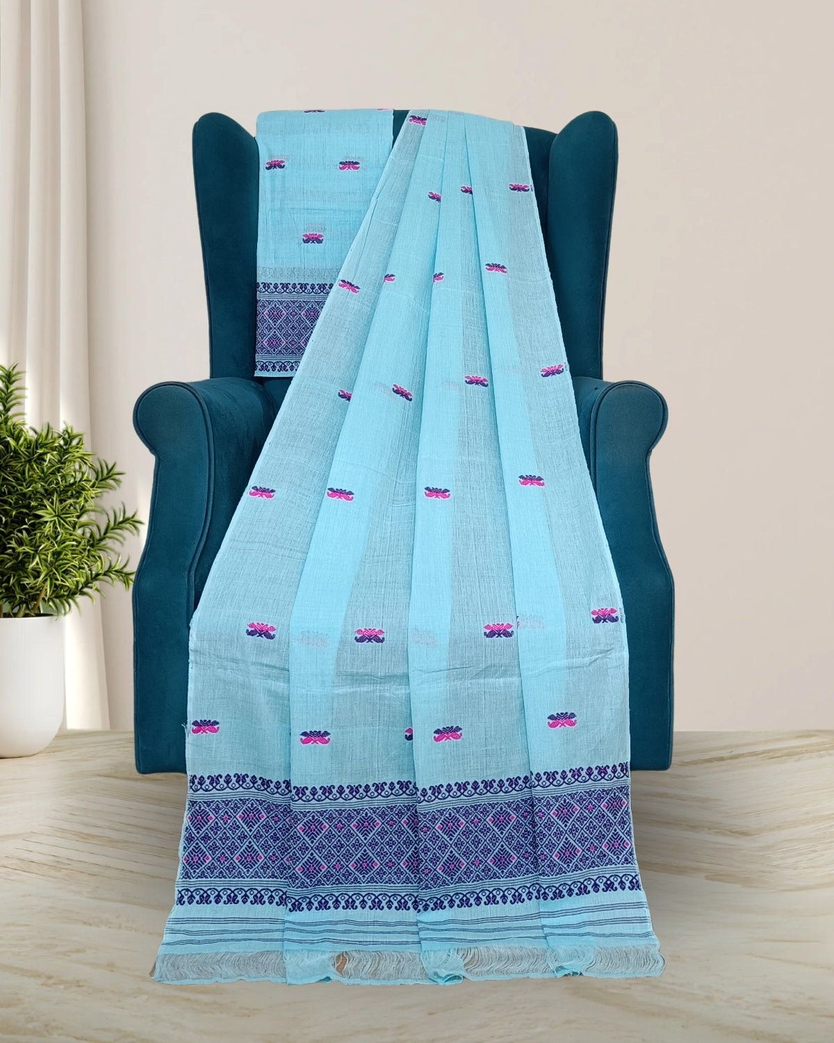 Mercerised cotton mekhela sador