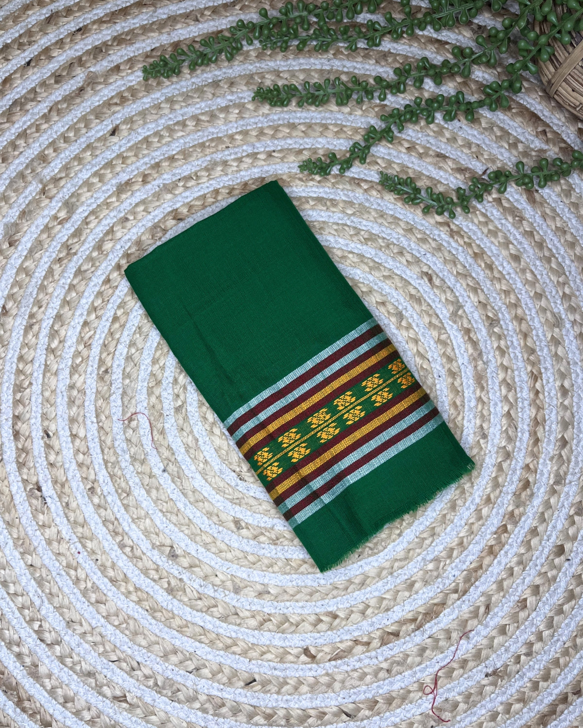 Ribi design Mising mekhela sador - Green