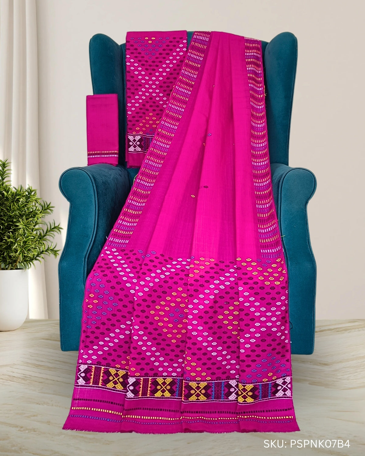 Rani pink padmini cotton Mising mekhela chadar