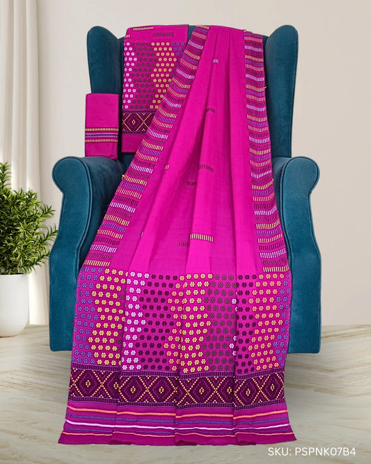 Rani pink padmini cotton Mising mekhela sador