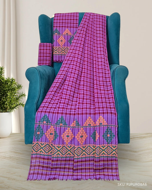Pajok design Mising mekhela sador - Purple