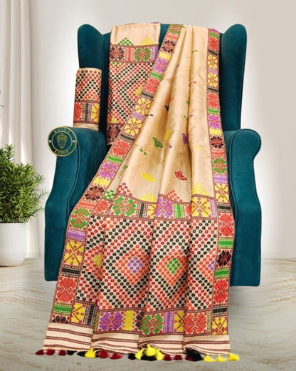 Ready to wear Tussar Silk Mising design Mekhela Chadar - Mising traditional dress - Mising handloom