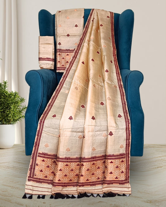 Tussar silk mekhela chadar