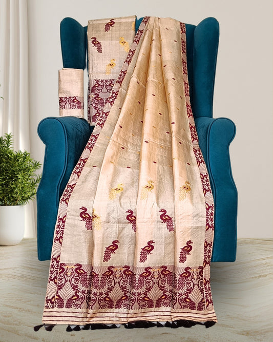 Tussar silk mekhela chadar