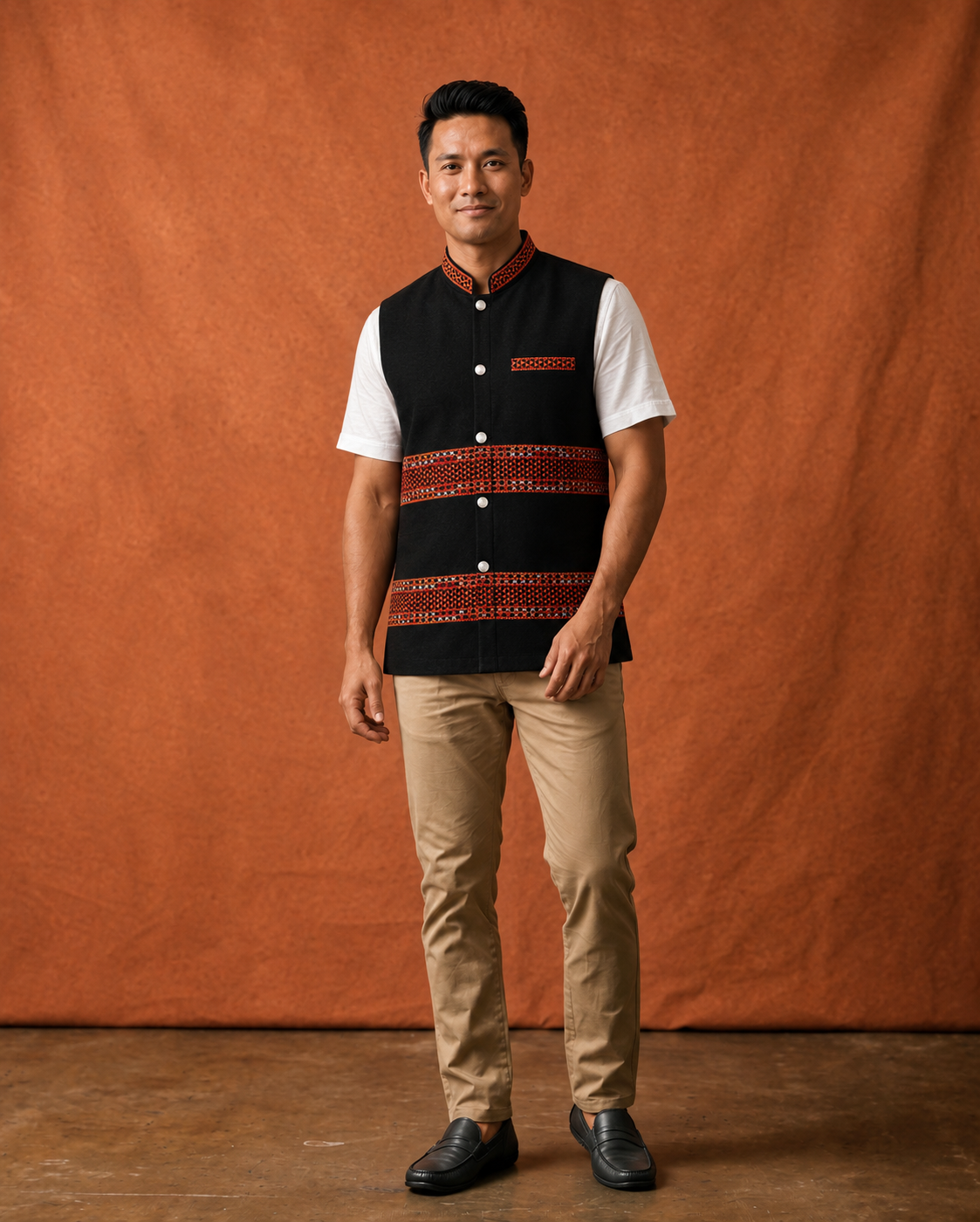 Traditional Mibu galuk - Mens waist coat - Black