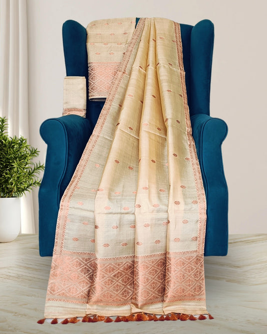 Tussar silk mekhela sador