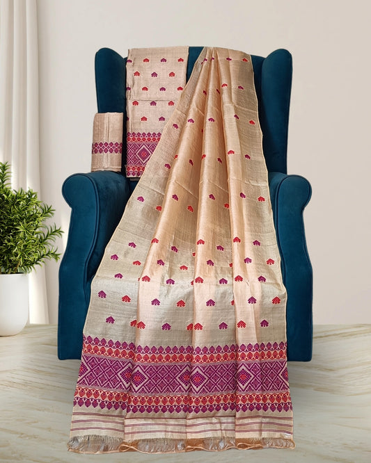 Tussar silk mekhela sador