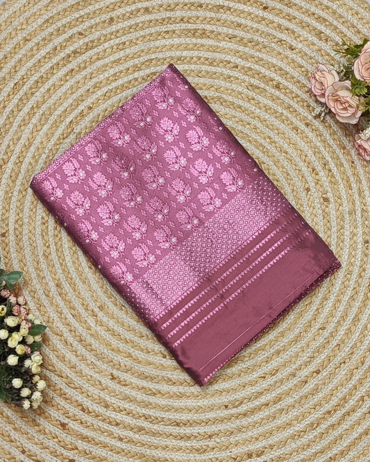 Semi paat mekhela sador - Raspberry pink