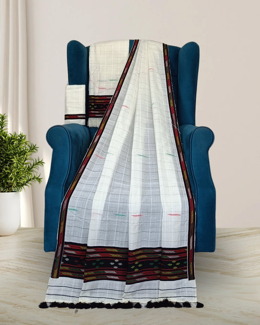 Semi nuni Mising mekhela sador - Red kesh bosa