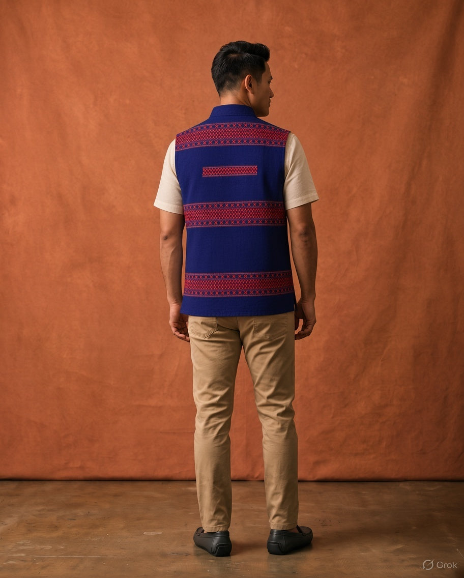 Blue Mibu galuk - Mising tribal waist coat