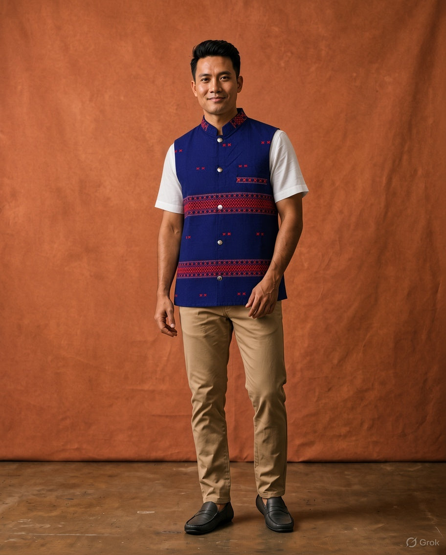 Blue Mibu galuk - Mising tribal waist coat