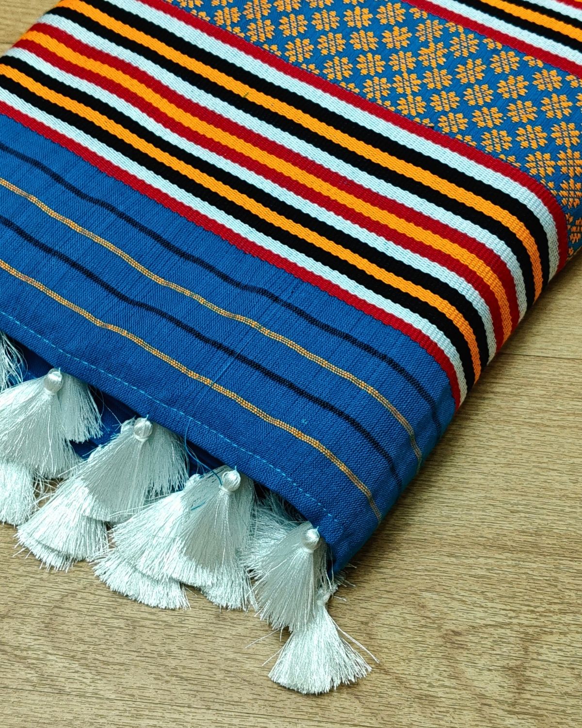 Ribi design Mising mekhela sador - Blue