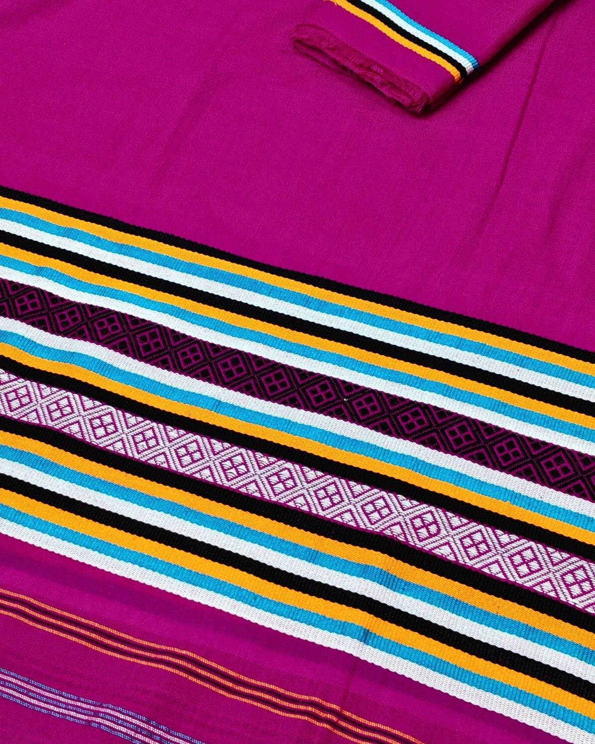 Ribi design Mising mekhela sador - Pink