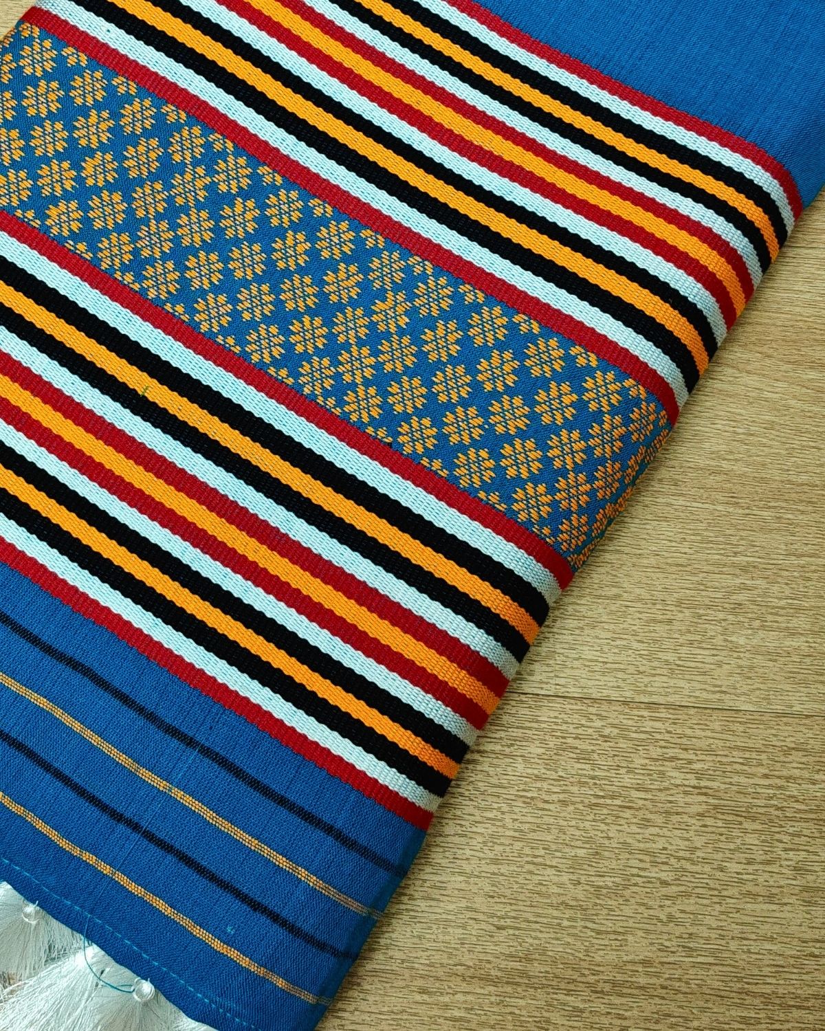 Ribi design Mising mekhela sador - Blue