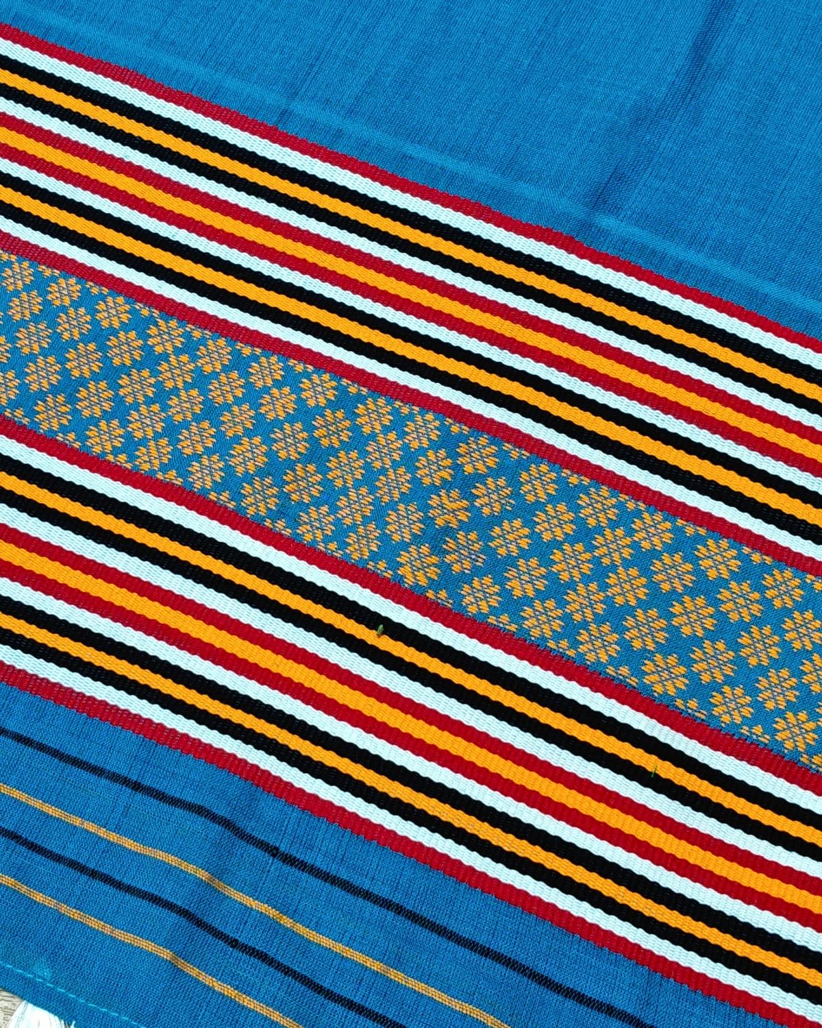 Ribi design Mising mekhela sador - Blue