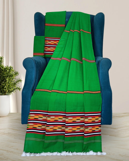 Ribi design Mising mekhela sador - Green